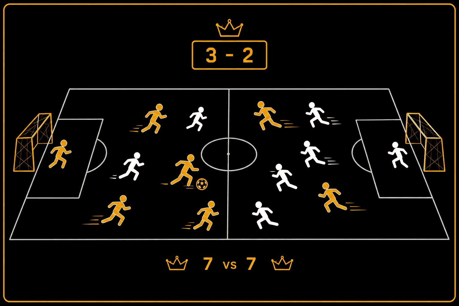 両チームが7対7で試合をするイラスト